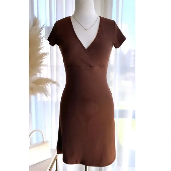 Vneck Mini Overlap Dress - Picture 2 of 5